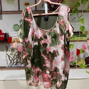 Torrid Tie-Dye Blouse - Pink and Green size 3. Ptp is 27.